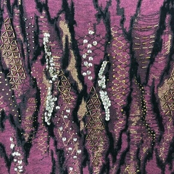 Miss Me Sequined Snake Print Long Sleeve Top Purple Blouse Size M - Picture 2 of 8